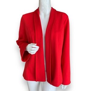 CHICO’S LIPSTICK RED OPEN FRONT KNIT JACKET. WOMEN’S SIZE 2 LARGE